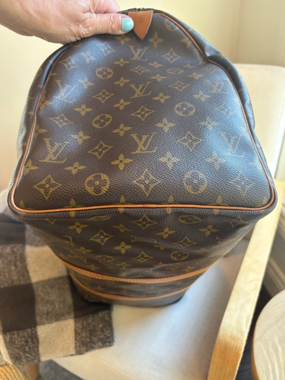 Authenticated A+ Vintage Monogram Coated Canvas Keepall 50 with Lock & Key - Picture 7 of 15
